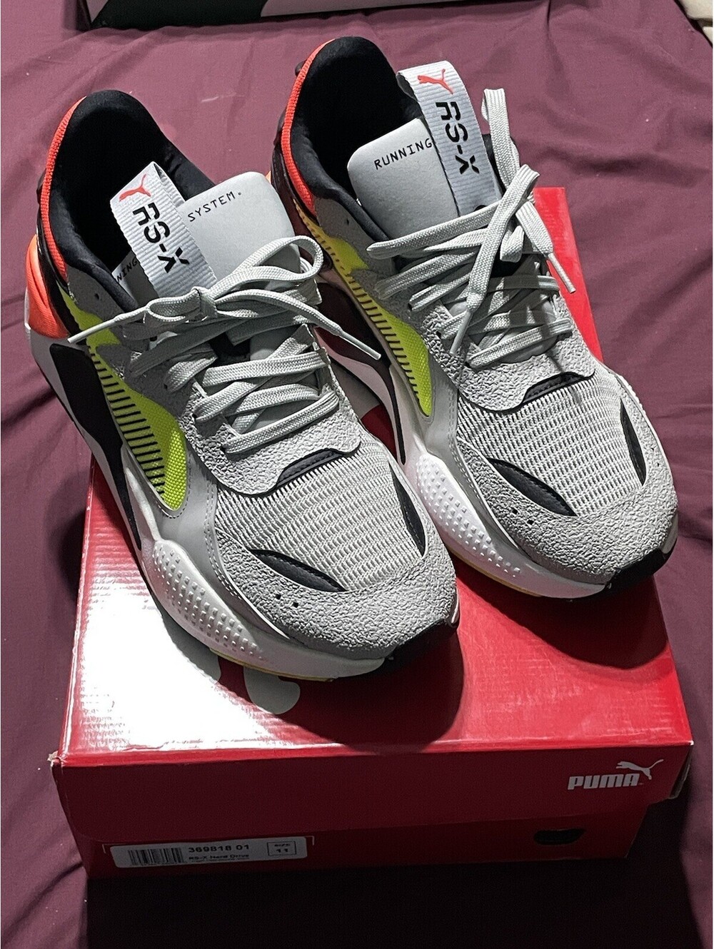 PUMA RS-X Hard Drive Men’s Sneakers Gray/Yellow 369818-01 Preowned Size 11